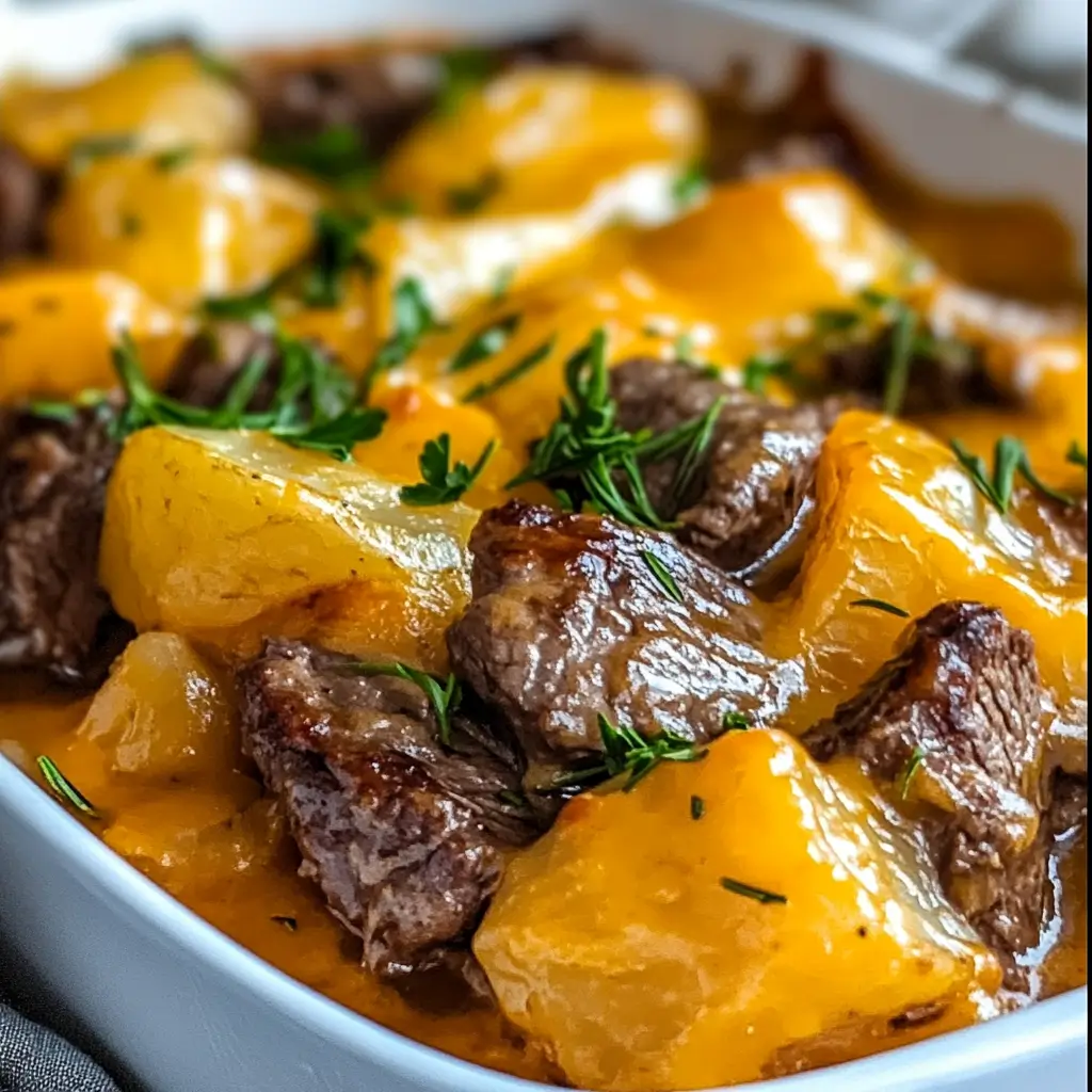 Best Slow Cooker Steak and Cheddar Potato Casserole