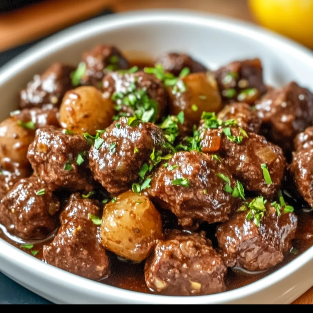 Easy Slow Cooker Garlic Butter Beef Bites