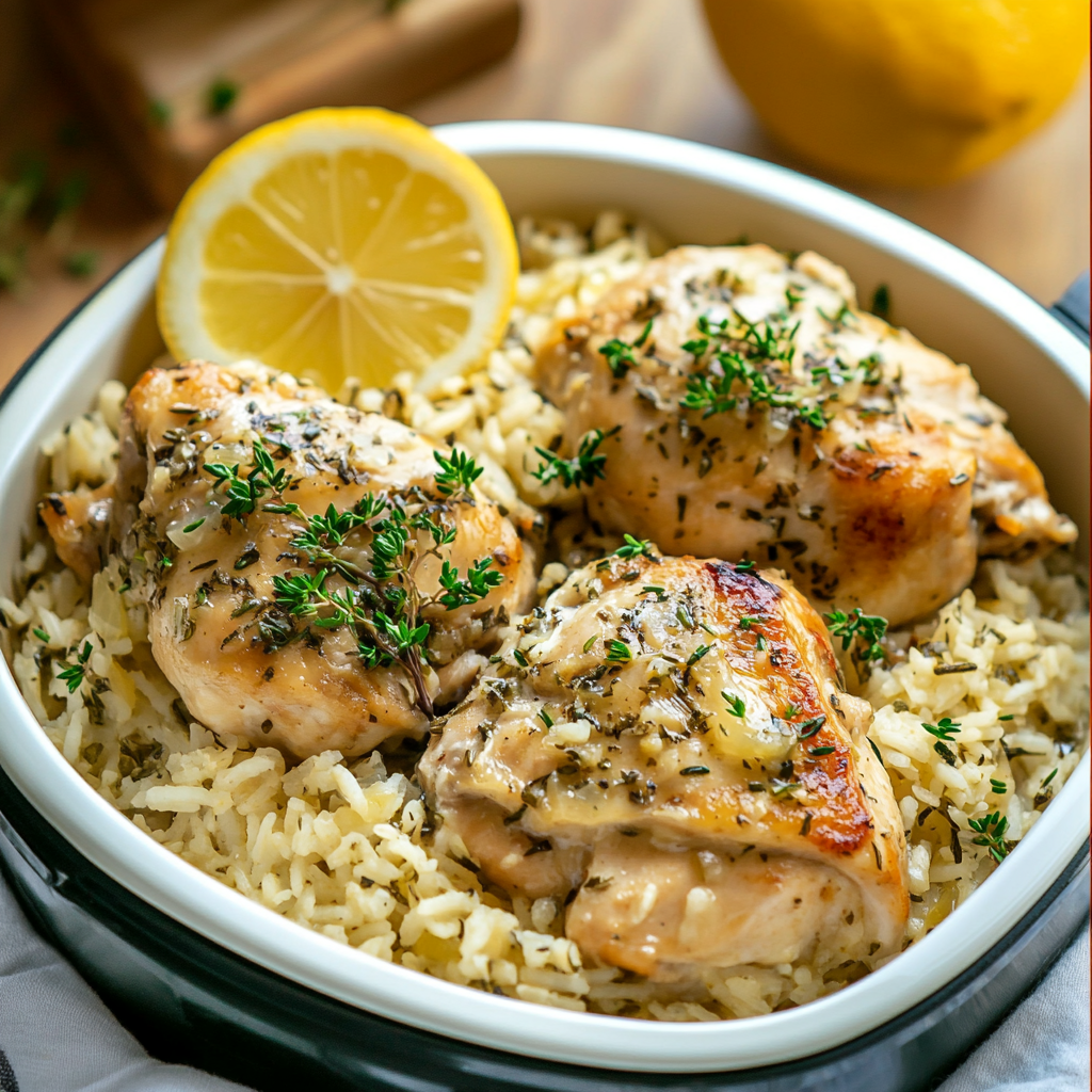Easy Slow Cooker Lemon Herb Chicken and Rice Recipe