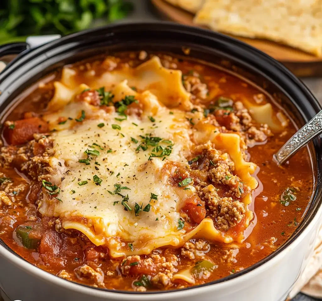 healthy slow cooker lasagna soup