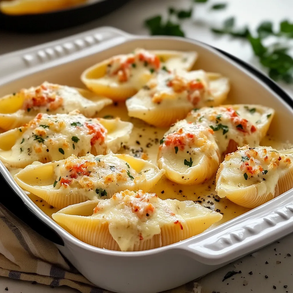 Easy Creamy Seafood Stuffed Shells