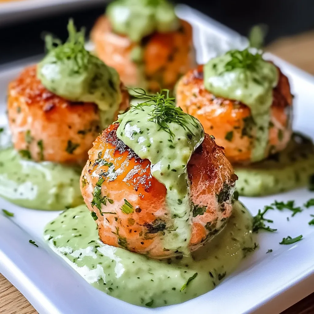 Salmon Balls with Creamy Avocado Sauce