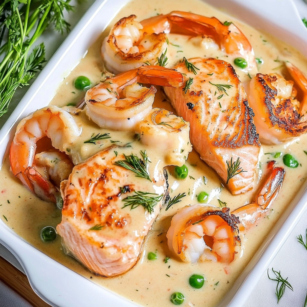 Salmon and Shrimp Dish