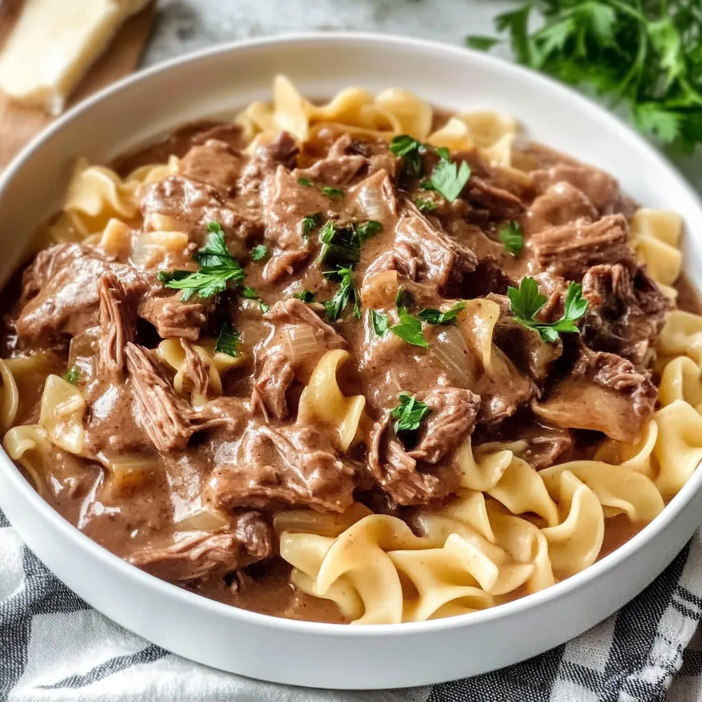 Slow Cooker Beef and Noodles Soup