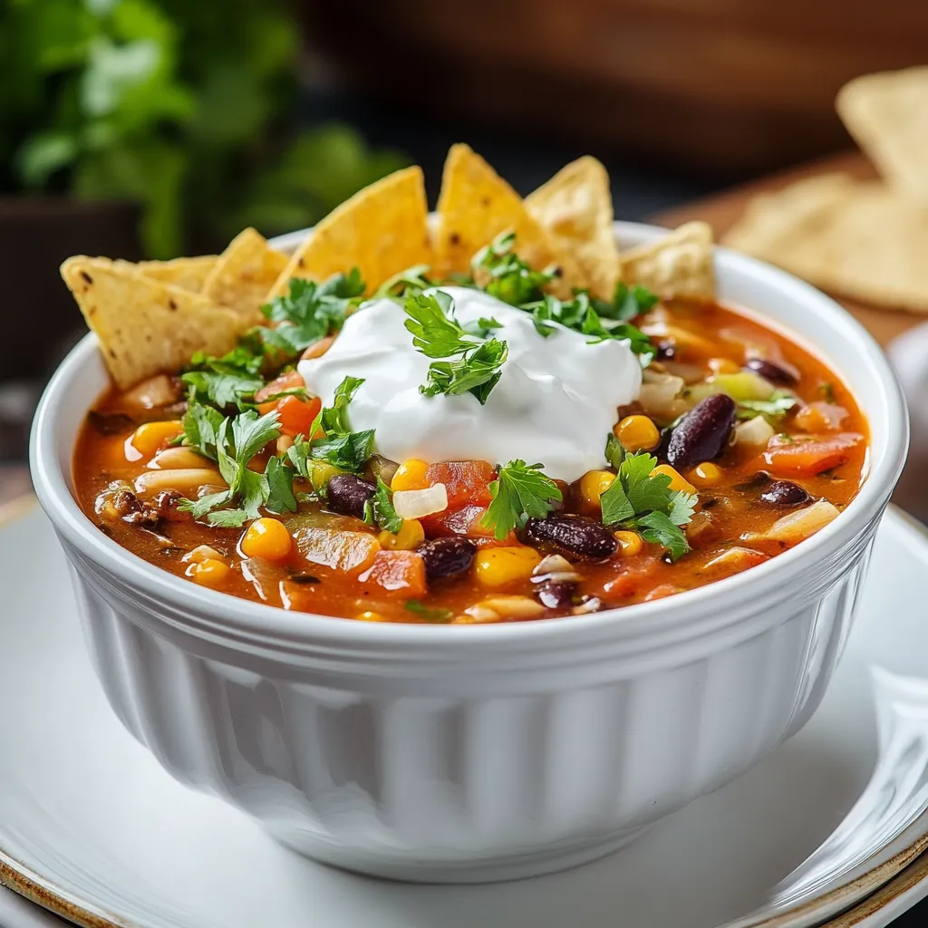 Crockpot Vegetarian Tortilla Soup