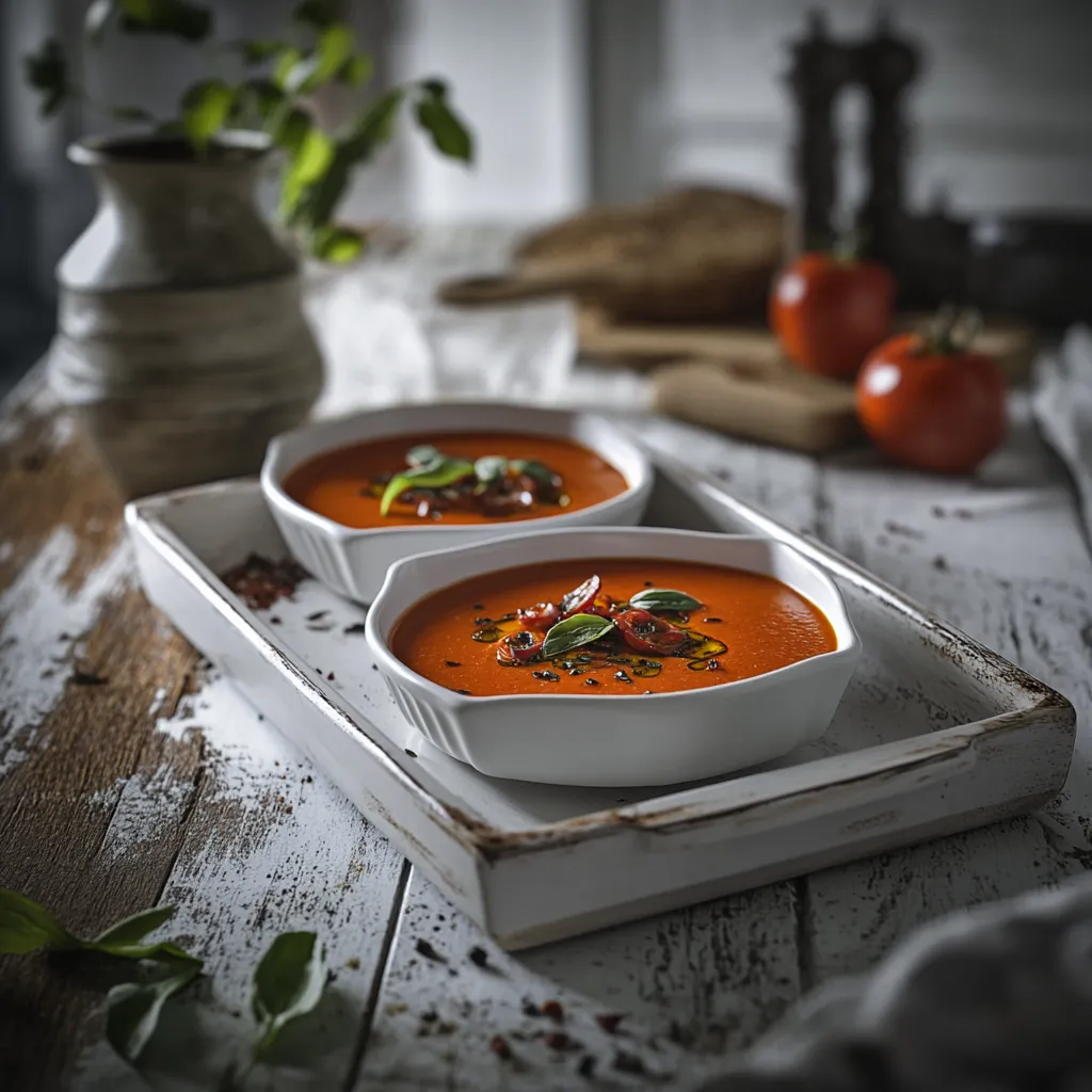 Roasted Red Pepper, Garlic and Onion Tomato Soup Recipe