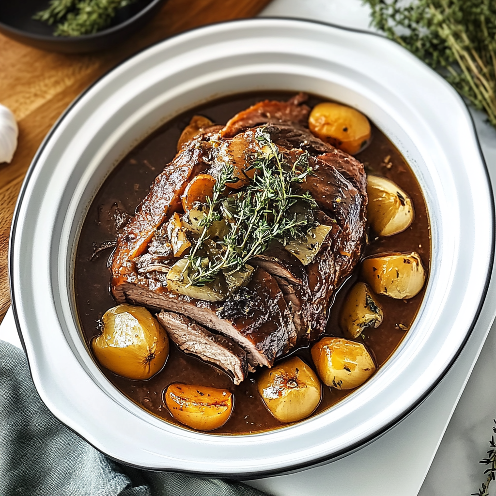 Slow Cooker Garlic and Herb Pot Roast