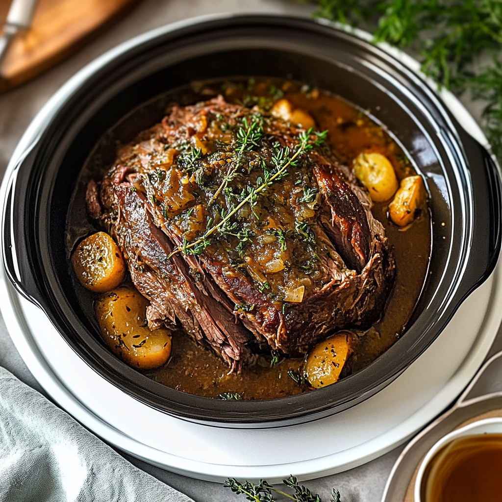 Slow Cooker Garlic and Herb Pot Roast